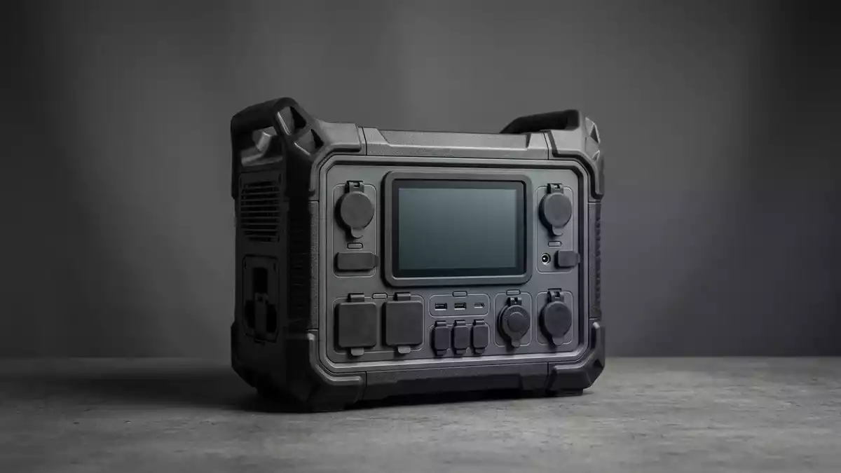 Fotorealistische Studioansicht von Powerstation in neutraler Produktdarstellung