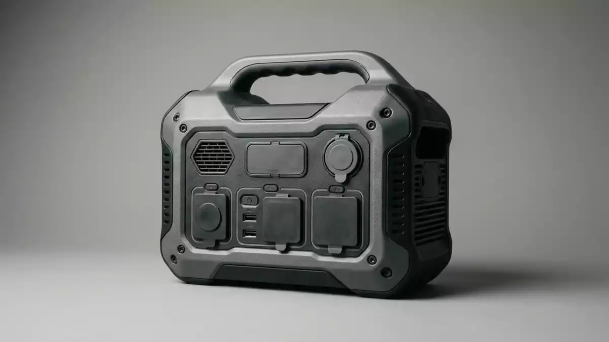 Fotorealistische Studioansicht von Powerstation in neutraler Produktdarstellung