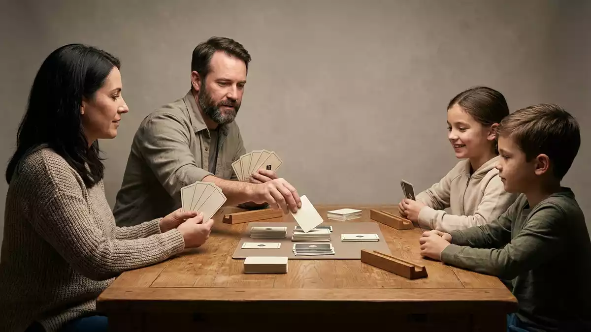 Fotorealistische Studioansicht von Kartenspiel in neutraler Produktdarstellung