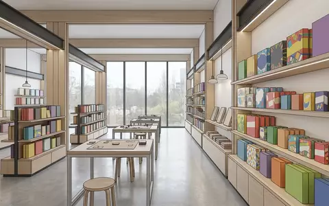 Architektur-Render im Spielefachgeschaeft mit Kartenspiel zum Thema Uno Original Kartenspiel, neutrales Tageslicht - Foto: THN