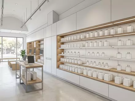 Architektur-Render im Elektronikfachgeschaeft mit Netzteil zum Thema Apple 20W USB-C Power, neutrales Tageslicht - Foto: THN