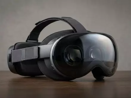 Fotorealistische Studioaufnahme von VR-Headset zum Thema Apple Vision Pro 1TB, klare Lichtfuehrung - Foto: THN
