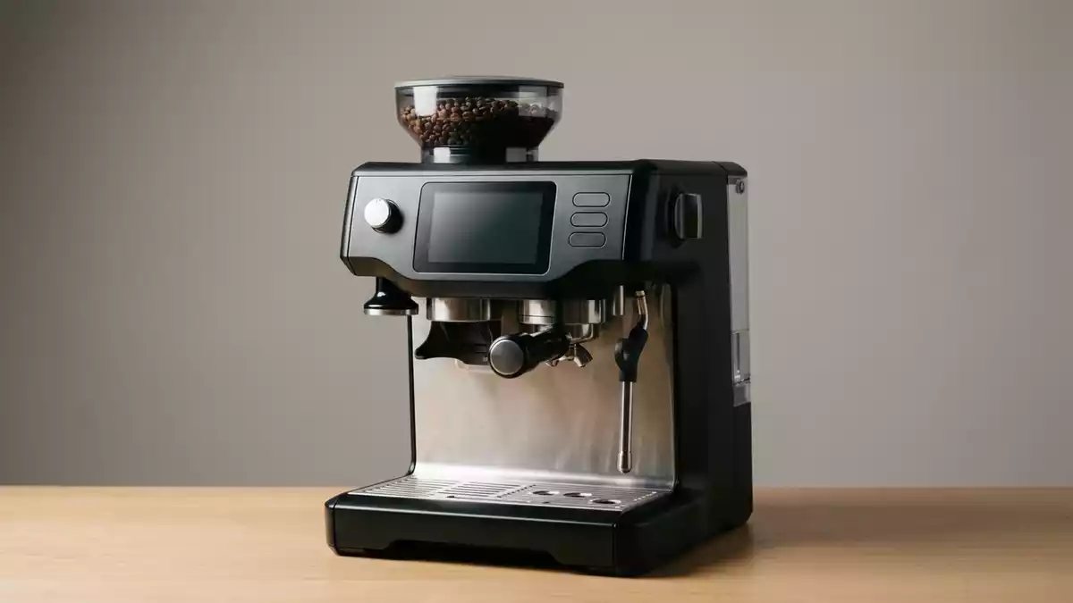Fotorealistische Studioansicht von Kaffeevollautomat in neutraler Produktdarstellung
