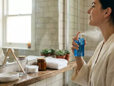 Fotorealistische Aufnahme von Eau de Toilette im Badezimmer zum Thema Davidoff Cool Water EdT - Foto: THN
