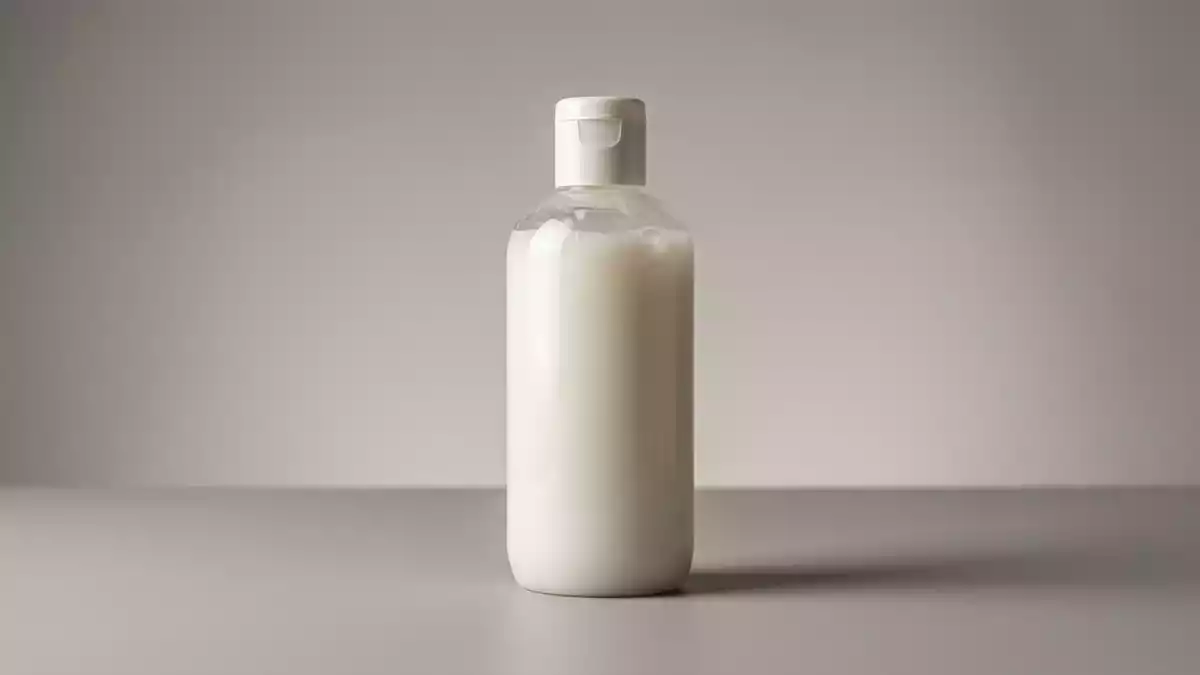 Fotorealistische Studioansicht von Shampoo in neutraler Produktdarstellung, neutral