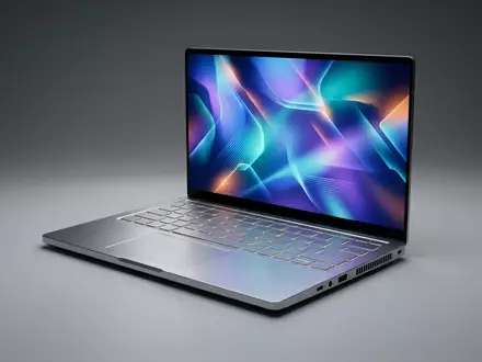 Fotorealistische Studioaufnahme von Laptop zum Thema Samsung Galaxy Book4 Edge, klare Lichtfuehrung - Foto: THN