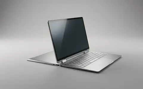 Fotorealistische Studioaufnahme von Convertible Laptop zum Thema Samsung Galaxy Book4 Pro, klare Lichtfuehrung - Foto: THN