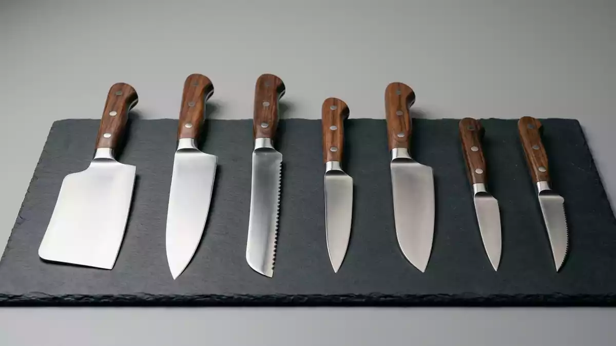 Fotorealistische Studioansicht von Messerset in neutraler Produktdarstellung, neutral