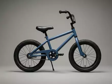 Fotorealistische Studioaufnahme von Kinderfahrrad zum Thema woom 3 Kinderfahrrad 16, klare Lichtfuehrung - Foto: THN