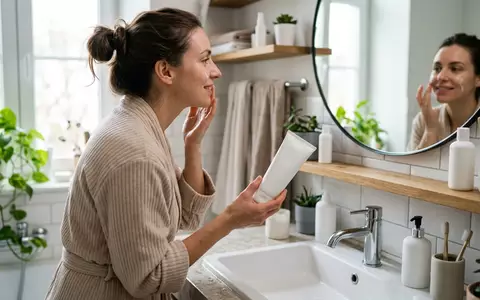 Fotorealistische Aufnahme von Gesichtspflege im Badezimmer zum Thema Vichy Normaderm Phytosolution Tagespflege, natuerliches Licht - Foto: THN