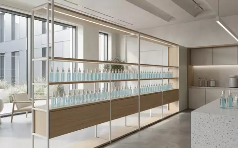 Architektur-Render im Hautpflege Boutique mit Hyaluronserum zum Thema Vichy Minéral 89 Hyaluron-Serum, neutrales Tageslicht - Foto: THN