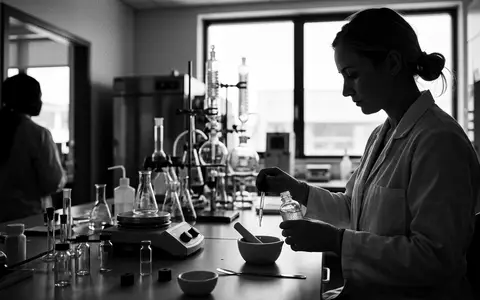 Schwarzweiss-Reportage mit Gesichtsserum zum Thema The Ordinary Niacinamide 10%, hoher Kontrast, sachlich dargestellt - Foto: THN