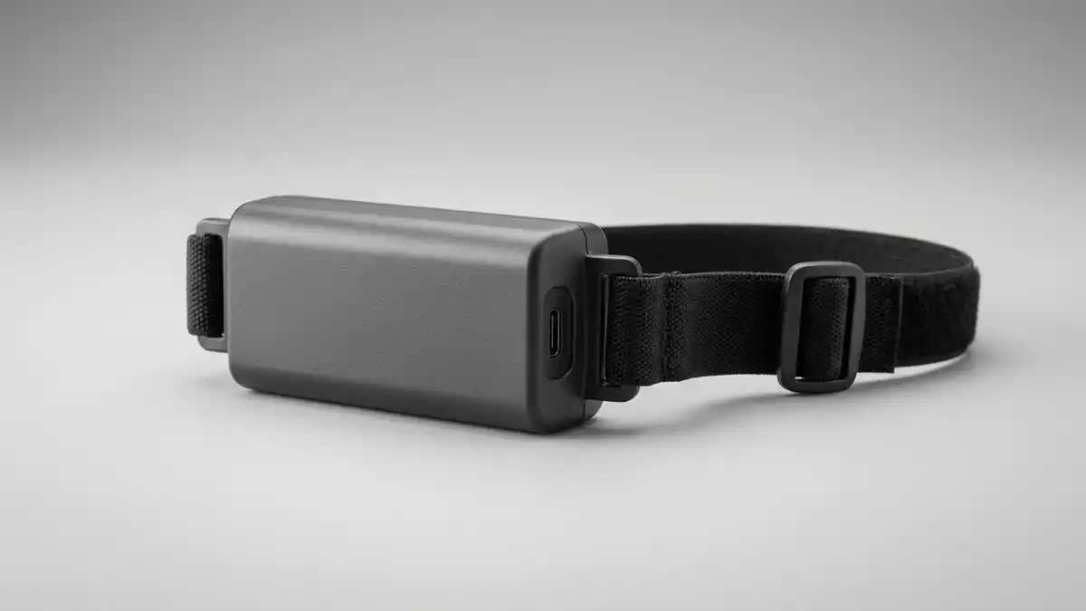 Fotorealistische Studioansicht von Headset-Akku in neutraler Produktdarstellung