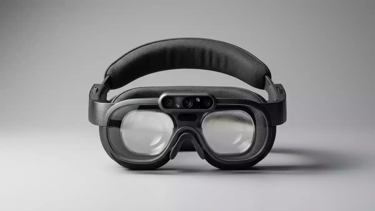 Fotorealistische Studioansicht von Datenbrille in neutraler Produktdarstellung