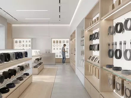 Architektur-Render im Elektronikfachgeschaeft mit Datenkabel-Set zum Thema RAVIAD Micro-USB Kabel 3er, neutrales Tageslicht - Foto: THN