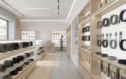 Architektur-Render im Elektronikfachgeschaeft mit Datenkabel-Set zum Thema RAVIAD Micro-USB Kabel 3er, neutrales Tageslicht - Foto: THN