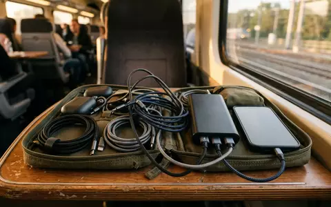 Fotorealistische Aufnahme von Datenkabel-Set auf Reisen zum Thema RAVIAD Micro-USB Kabel 3er, warmes Abendlicht - Foto: THN