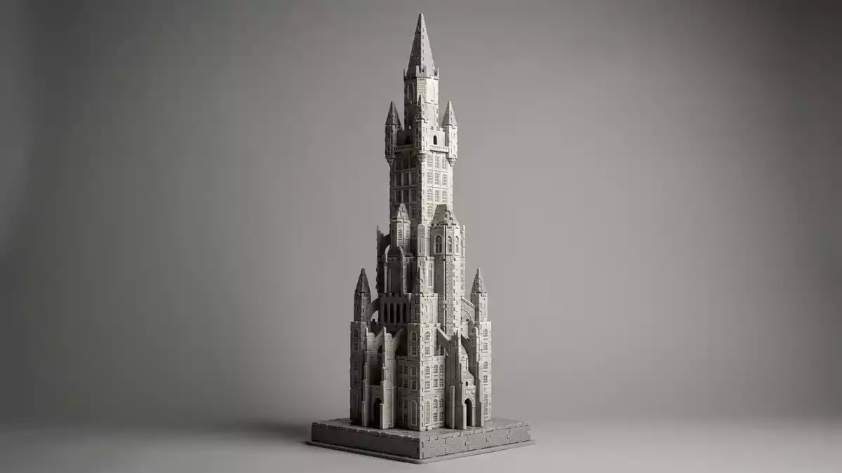Fotorealistische Studioansicht von 3D-Puzzle in neutraler Produktdarstellung, neutral