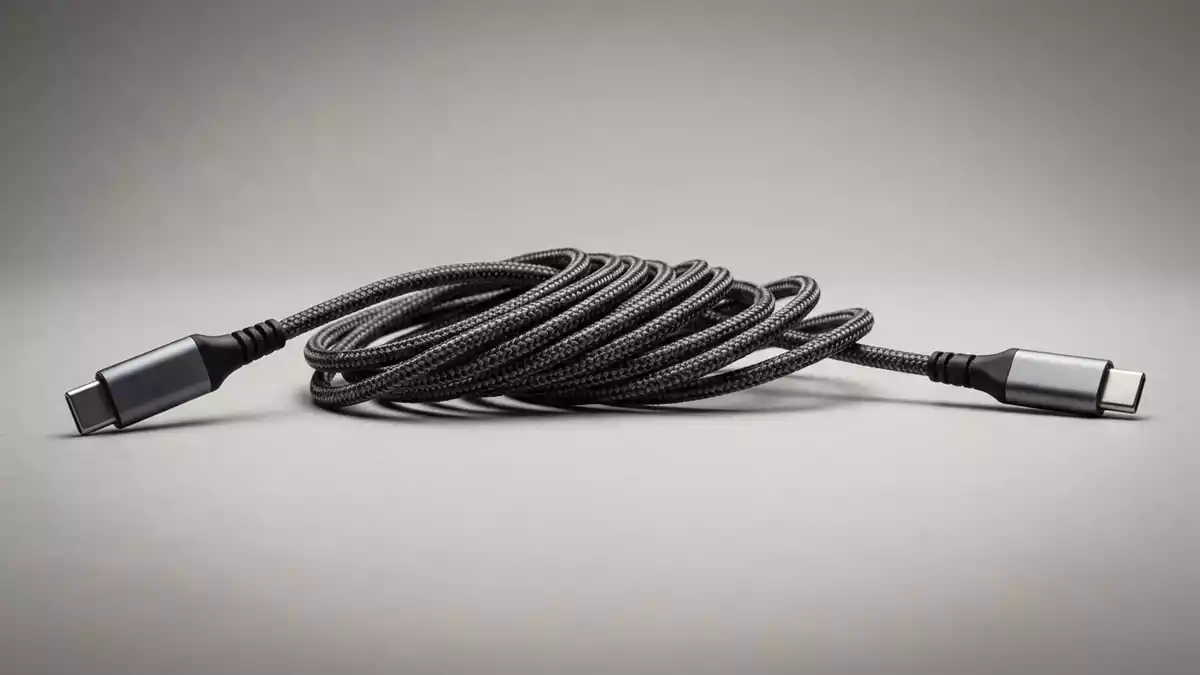 Fotorealistische Studioansicht von Ladekabel in neutraler Produktdarstellung, neutral