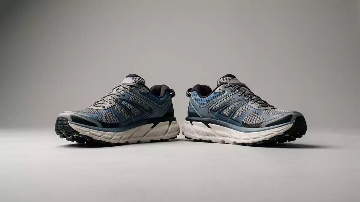 Fotorealistische Studioansicht von Laufschuhe in neutraler Produktdarstellung, neutral