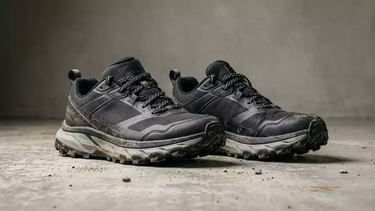 Fotorealistische Studioansicht von Traillaufschuhe in neutraler Produktdarstellung