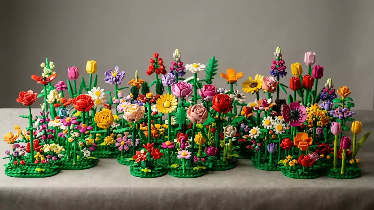 Fotorealistische Studioansicht von Blumenbausatz in neutraler Produktdarstellung