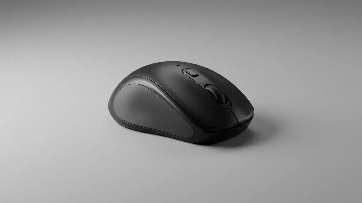 Fotorealistische Studioansicht von Kabellose Maus in neutraler Produktdarstellung