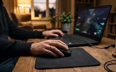 Fotorealistische Aufnahme von Kabellose Maus am Schreibtisch zum Thema Logitech G305 Lightspeed Gaming, natuerliches Licht - Foto: THN