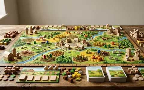 Fotorealistische Studioaufnahme von Brettspiel zum Thema Agricola, klare Lichtfuehrung, sachlich dargestellt, markenneutral - Foto: THN