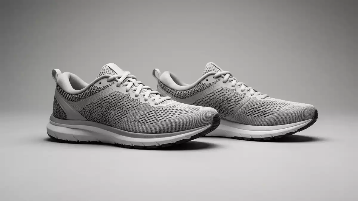 Fotorealistische Studioansicht von Laufschuhe in neutraler Produktdarstellung, neutral