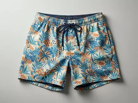 Fotorealistische Studioaufnahme von Badeshorts zum Thema RIPT Herren Badeshorts Tie-Dye, klare Lichtfuehrung - Foto: THN