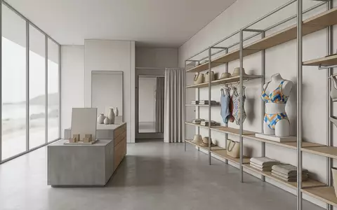Architektur-Render im Strandmodegeschaeft mit Bikinioberteil zum Thema Rosa Faia Damen Bikini-Oberteil, neutrales Tageslicht - Foto: THN