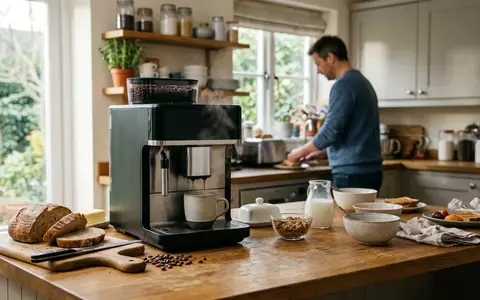 Fotorealistische Aufnahme von Kaffeevollautomat in der Kueche zum Thema Siemens EQ.700 TP707D06 Kaffeevollautomat, natuerliches Licht - Foto: THN