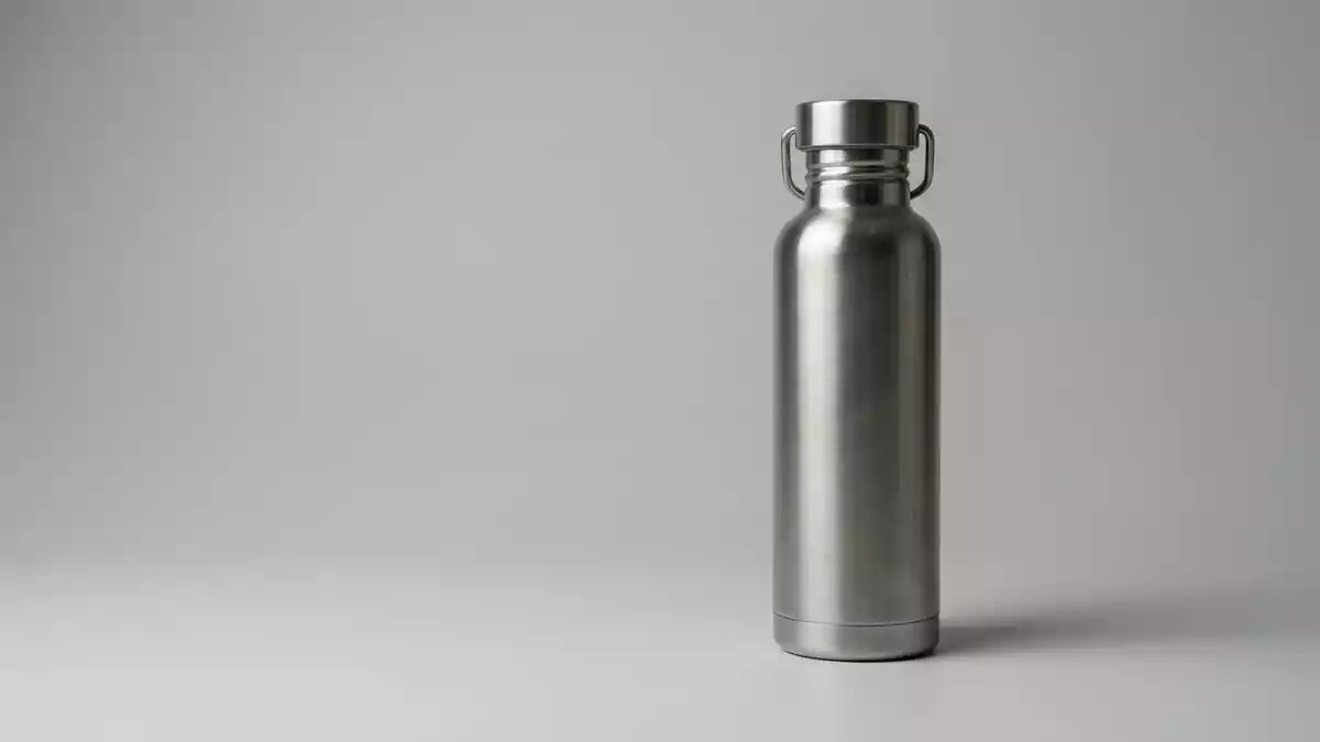 Fotorealistische Studioansicht von Isolierflasche in neutraler Produktdarstellung