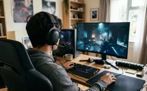Fotorealistische Aufnahme von Gaming-Headset am Schreibtisch zum Thema Turtle Beach Recon 70, natuerliches Licht - Foto: THN