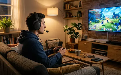 Fotorealistische Aufnahme von Gaming-Headset im Wohnzimmer zum Thema Turtle Beach Recon 70, warmes Abendlicht - Foto: THN