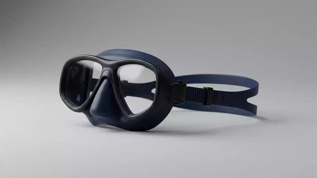 Fotorealistische Studioansicht von Tauchmaske in neutraler Produktdarstellung, neutral