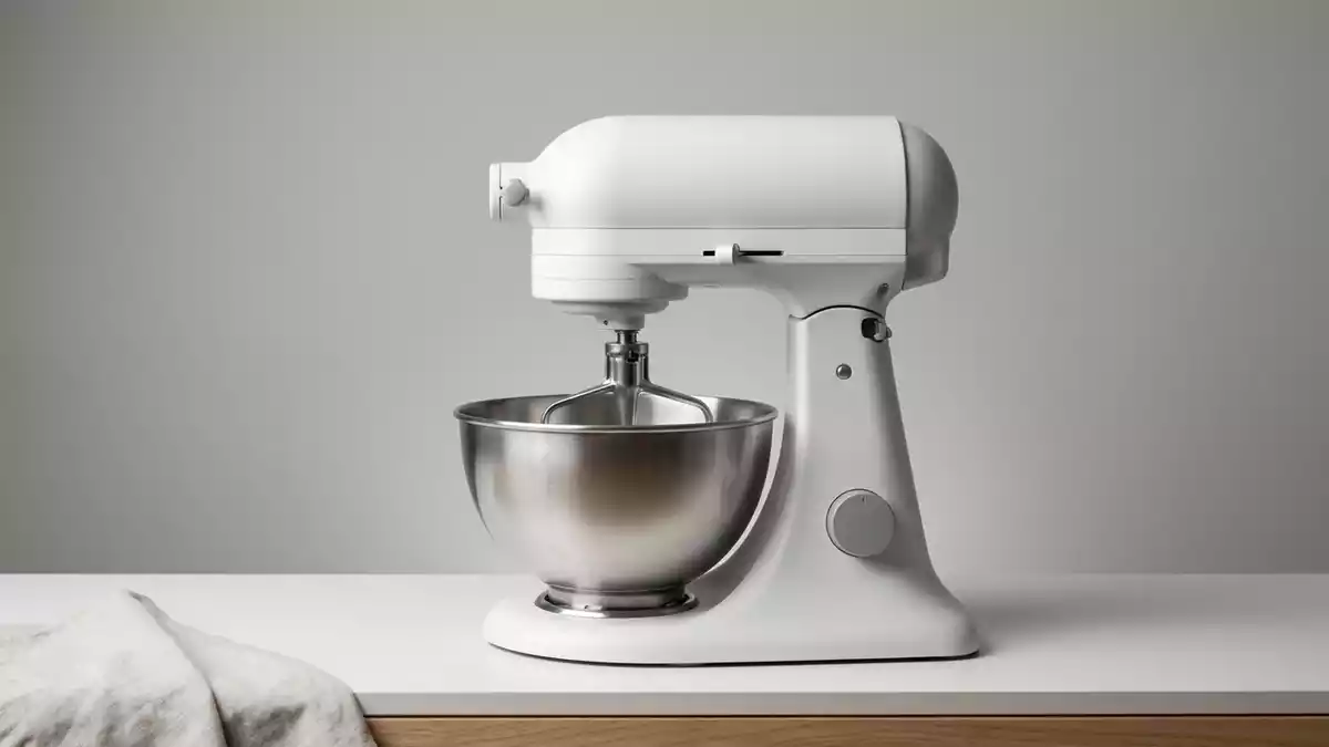 Fotorealistische Studioansicht von Kuechenmaschine in neutraler Produktdarstellung