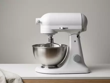Fotorealistische Studioaufnahme von Kuechenmaschine zum Thema Bosch MUMS2EW00 Küchenmaschine Serie, klare Lichtfuehrung - Foto: THN