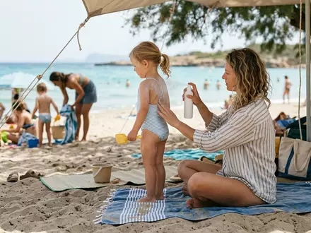 Fotorealistische Aufnahme von Sonnenspray am Strand zum Thema NIVEA Sun Kids Sonnencreme, natuerliches Licht - Foto: THN