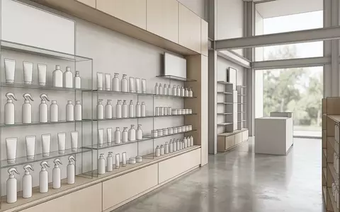Architektur-Render im Kosmetikgeschaeft mit Sonnenspray zum Thema NIVEA Sun Kids Sonnencreme, neutrales Tageslicht - Foto: THN