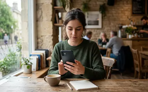 Fotorealistische Aufnahme von Smartphone im Cafe zum Thema Nokia G42 5G 128GB, natuerliches Licht - Foto: THN