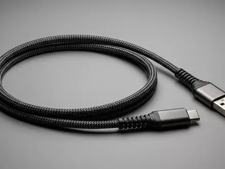 Fotorealistische Studioaufnahme von Ladekabel zum Thema Nomad Rugged USB-C auf, klare Lichtfuehrung - Foto: THN