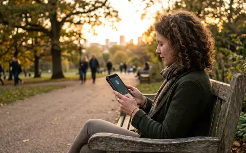 Fotorealistische Aufnahme von Smartphone im Park zum Thema Nokia XR21 128GB, warmes Abendlicht - Foto: THN
