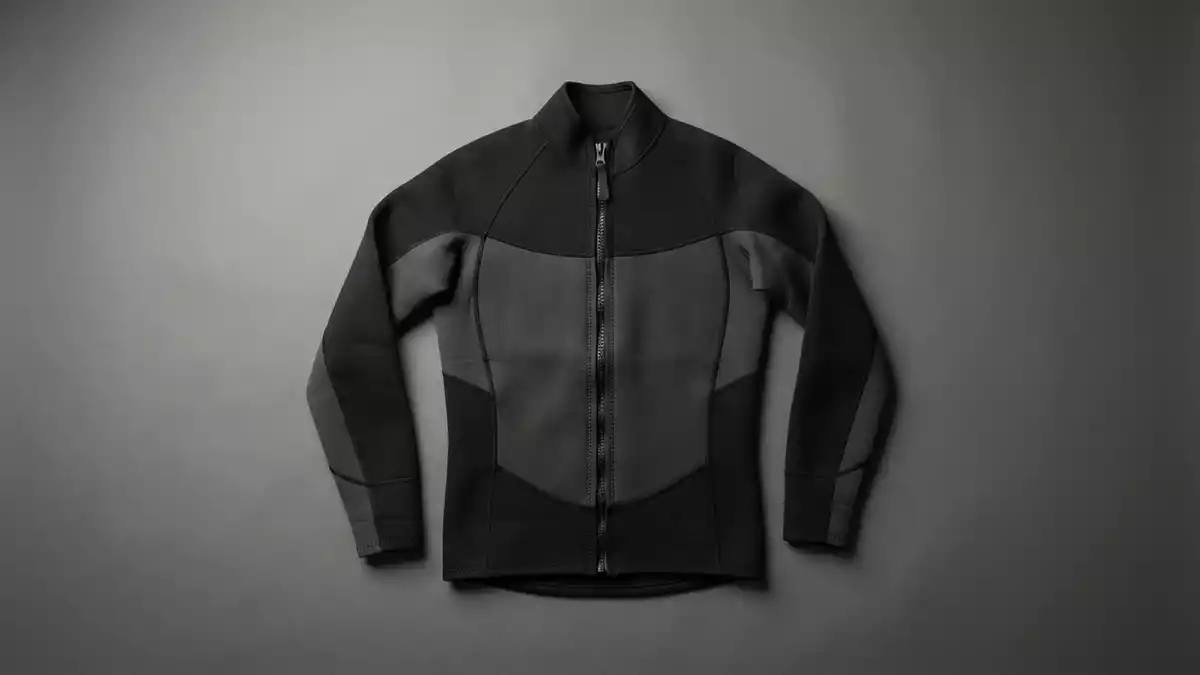 Fotorealistische Studioansicht von Surfjacke in neutraler Produktdarstellung, neutral
