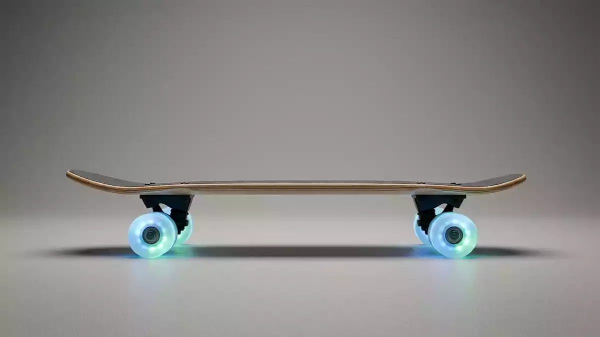 Fotorealistische Studioansicht von Skateboard in neutraler Produktdarstellung, neutral