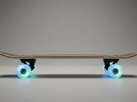 Fotorealistische Studioaufnahme von Skateboard zum Thema Deleven Skateboard 22 Zoll, klare Lichtfuehrung - Foto: THN