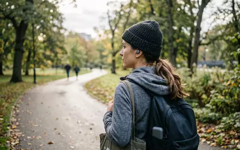 Fotorealistische Aufnahme von Kabellose Ohrhoerer beim Pendeln zum Thema Samsung Galaxy Buds3 Pro, natuerliches Licht - Foto: THN