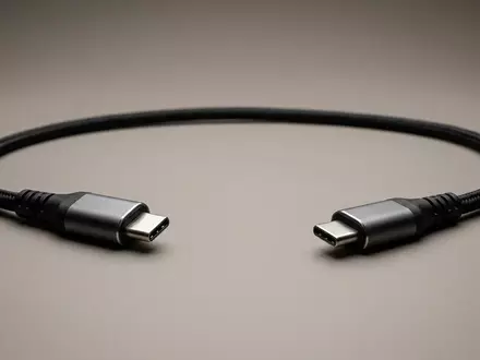 Fotorealistische Studioaufnahme von USB-C Kabel zum Thema Samsung USB-C auf USB-C, klare Lichtfuehrung - Foto: THN