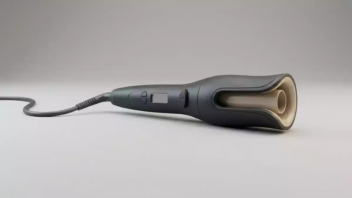 Fotorealistische Studioansicht von Haarstyler in neutraler Produktdarstellung, neutral